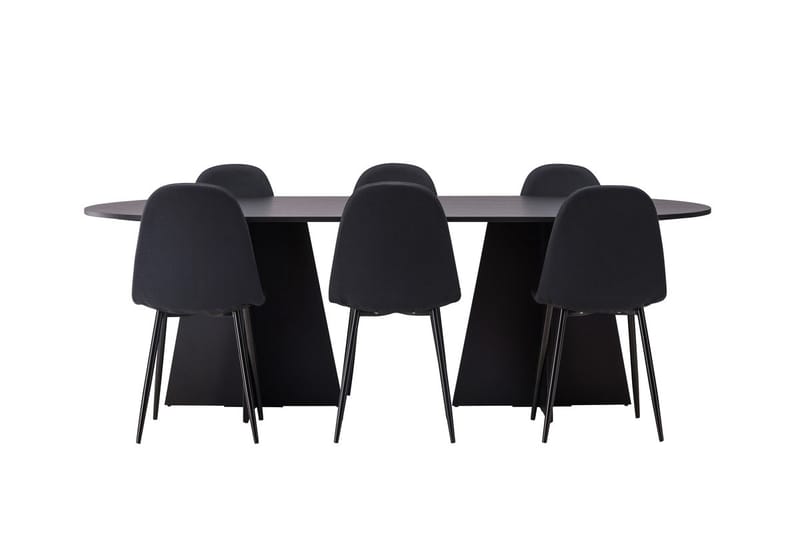 Rektangulär matgrupp Venture Home Svart Svart 6st - Møbler - Bord - Spisegrupper