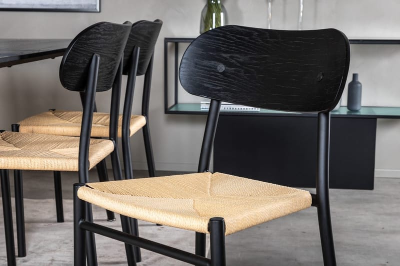 Rektangulär matgrupp Venture Home Svart Svart 6st - Møbler - Bord - Spisegrupper