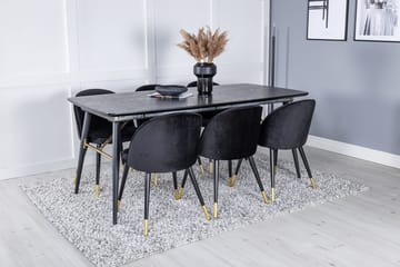 Rektangulär matgrupp Venture Home Svart Svart 6st - Møbler - Bord - Spisegrupper