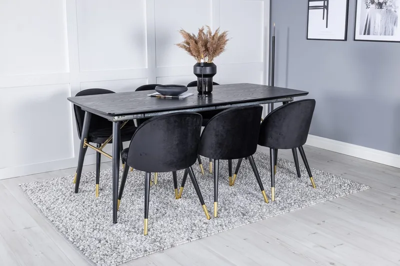 Rektangulär matgrupp Venture Home Svart Svart 6st