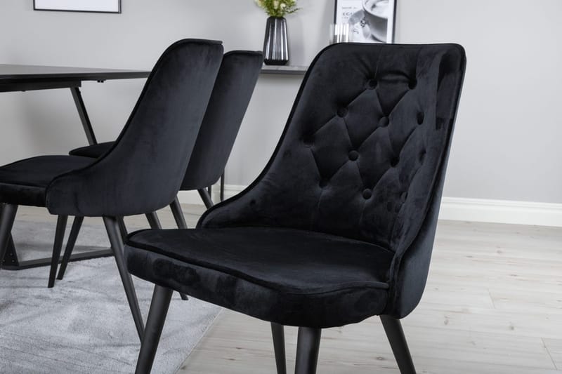 Rektangulär matgrupp Venture Home Svart Svart 6st - Møbler - Bord - Spisegrupper