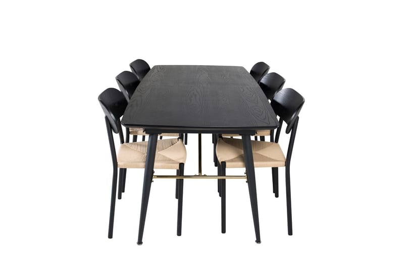 Rektangulär matgrupp Venture Home Svart Svart 6st - Møbler - Bord - Spisegrupper