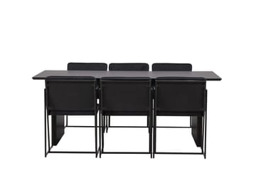 Rektangulär matgrupp Venture Home Svart Svart 6st - Møbler - Bord - Spisegrupper