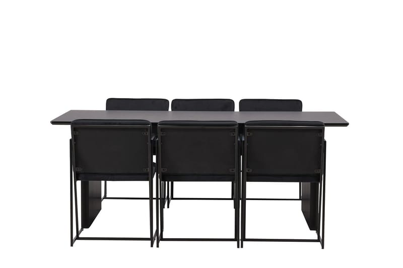 Rektangulär matgrupp Venture Home Svart Svart 6st - Møbler - Bord - Spisegrupper