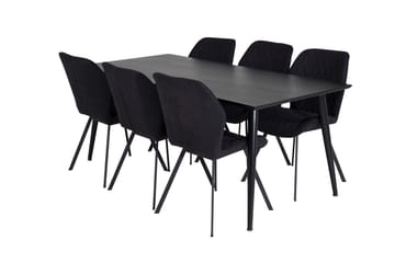 Rektangulär matgrupp Venture Home Svart Svart 6st - Møbler - Bord - Spisegrupper