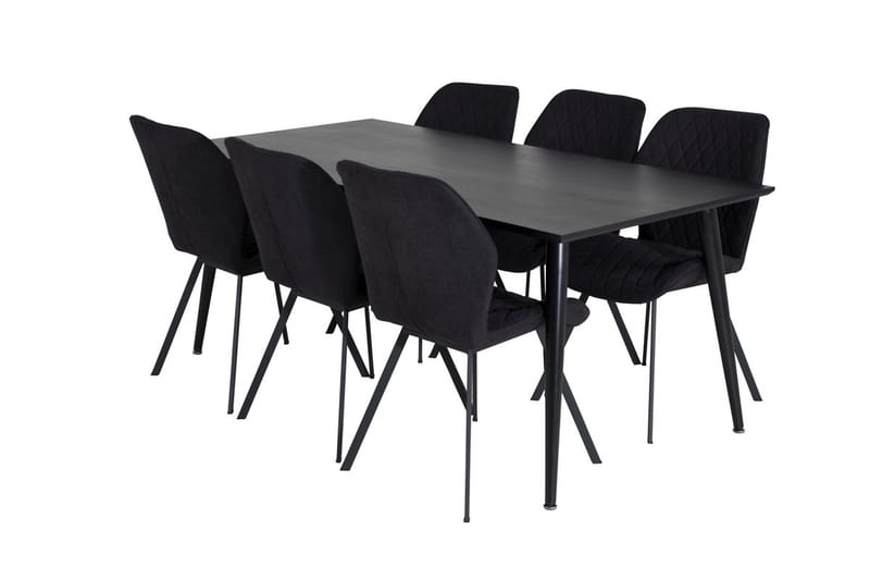 Rektangulär matgrupp Venture Home Svart Svart 6st - Møbler - Bord - Spisegrupper
