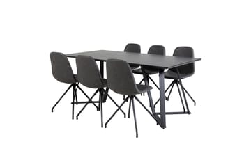 Rektangulär matgrupp Venture Home Svart Svart 6st - Møbler - Bord - Spisegrupper