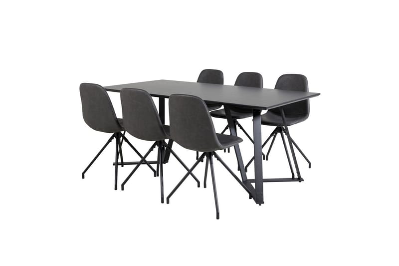 Rektangulär matgrupp Venture Home Svart Svart 6st - Møbler - Bord - Spisegrupper