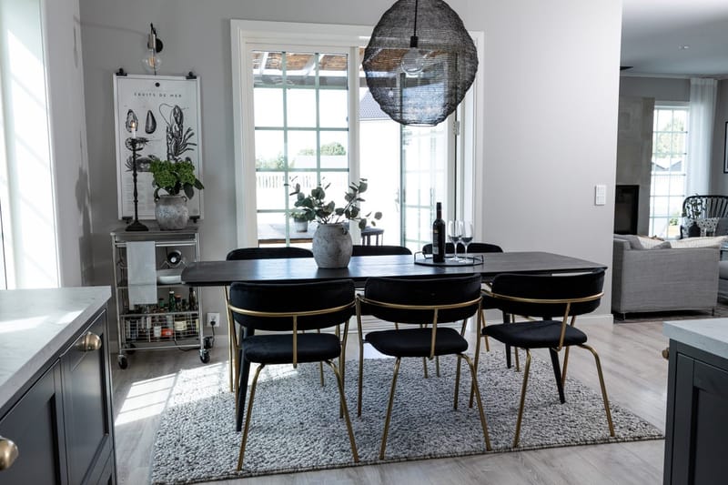 Rektangulär matgrupp Venture Home Svart Svart 6st - Møbler - Bord - Spisegrupper