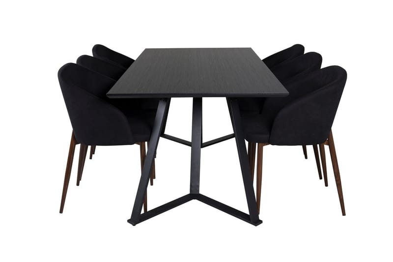 Rektangulär matgrupp Venture Home Svart Svart 6st - Møbler - Bord - Spisegrupper