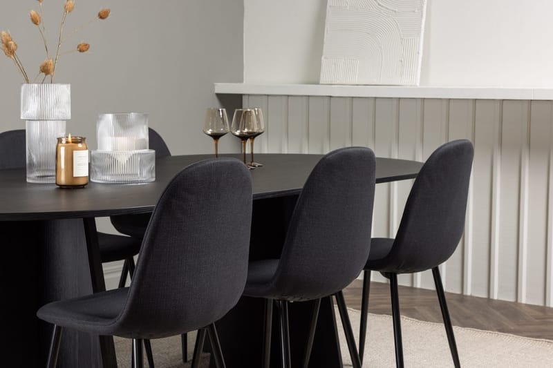 Rektangulär matgrupp Venture Home Svart Svart 6st - Møbler - Bord - Spisegrupper