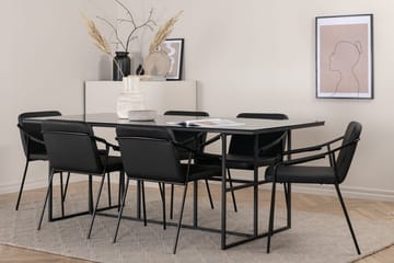 Rektangulär matgrupp Venture Home Svart Svart 6st - Møbler - Bord - Spisegrupper