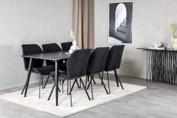 Rektangulär matgrupp Venture Home Svart Svart 6st - Møbler - Bord - Spisegrupper