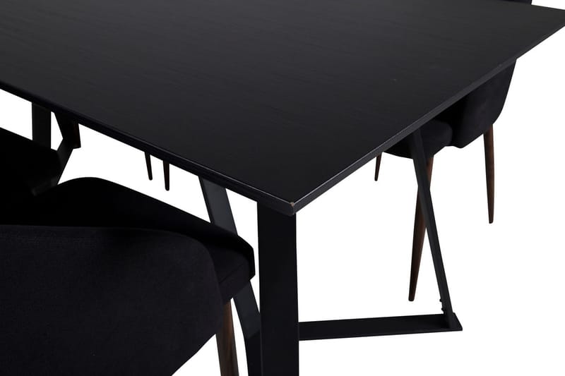 Rektangulär matgrupp Venture Home Svart Svart 6st - Møbler - Bord - Spisegrupper