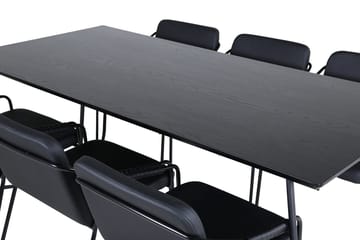 Rektangulär matgrupp Venture Home Svart Svart 6st - Møbler - Bord - Spisegrupper