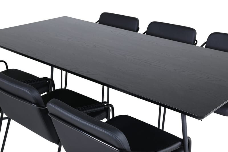 Rektangulär matgrupp Venture Home Svart Svart 6st - Møbler - Bord - Spisegrupper