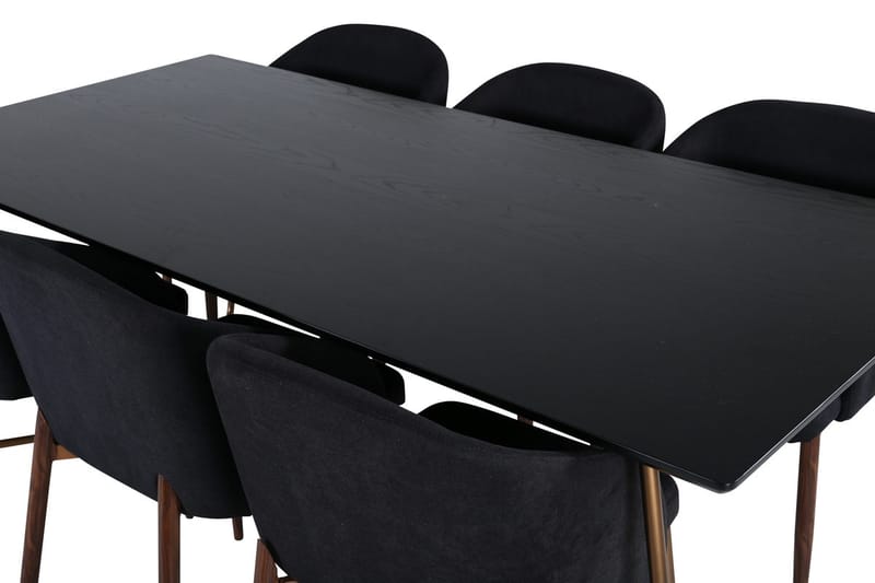 Rektangulär matgrupp Venture Home Svart Svart 6st - Møbler - Bord - Spisegrupper
