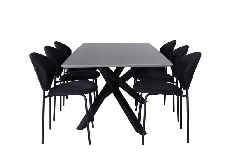 Rektangulär matgrupp Venture Home Svart Svart 6st - Møbler - Bord - Spisegrupper