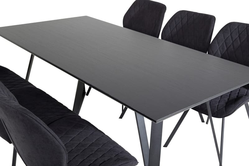 Rektangulär matgrupp Venture Home Svart Svart 6st - Møbler - Bord - Spisegrupper