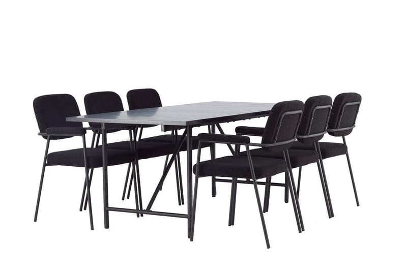 Rektangulär matgrupp Venture Home Svart Svart 6st - Møbler - Bord - Spisegrupper