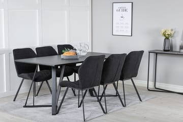 Rektangulär matgrupp Venture Home Svart Svart 6st - Møbler - Bord - Spisegrupper