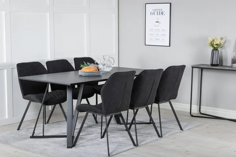 Rektangulär matgrupp Venture Home Svart Svart 6st