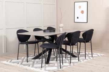 Rektangulär matgrupp Venture Home Svart Svart 6st - Møbler - Bord - Spisegrupper