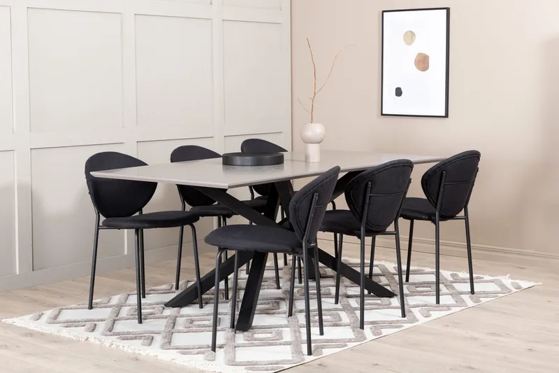 Rektangulär matgrupp Venture Home Svart Svart 6st