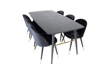 Rektangulär matgrupp Venture Home Svart Svart 6st - Møbler - Bord - Spisegrupper