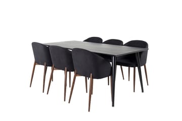 Rektangulär matgrupp Venture Home Svart Svart 6st - Møbler - Bord - Spisegrupper