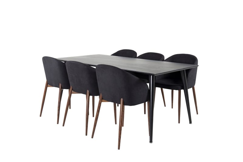 Rektangulär matgrupp Venture Home Svart Svart 6st - Møbler - Bord - Spisegrupper
