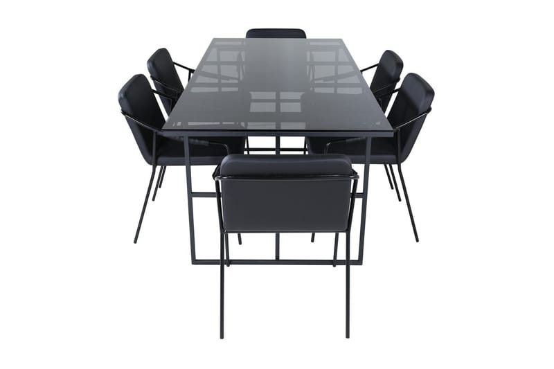 Rektangulär matgrupp Venture Home Svart Svart 6st - Møbler - Bord - Spisegrupper