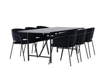 Rektangulär matgrupp Venture Home Svart Svart 6st - Møbler - Bord - Spisegrupper