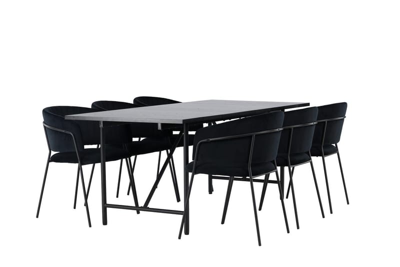 Rektangulär matgrupp Venture Home Svart Svart 6st - Møbler - Bord - Spisegrupper