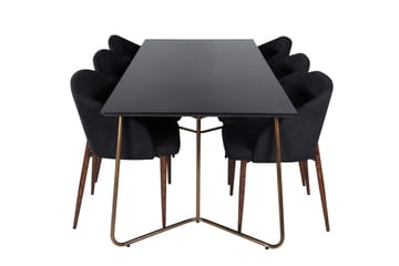 Rektangulär matgrupp Venture Home Svart Svart 6st - Møbler - Bord - Spisegrupper