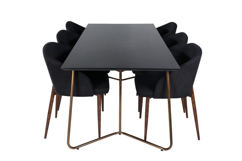 Rektangulär matgrupp Venture Home Svart Svart 6st - Møbler - Bord - Spisegrupper