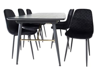 Rektangulär matgrupp Venture Home Svart Svart 6st - Møbler - Bord - Spisegrupper