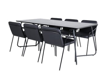 Rektangulär matgrupp Venture Home Svart Svart 6st - Møbler - Bord - Spisegrupper
