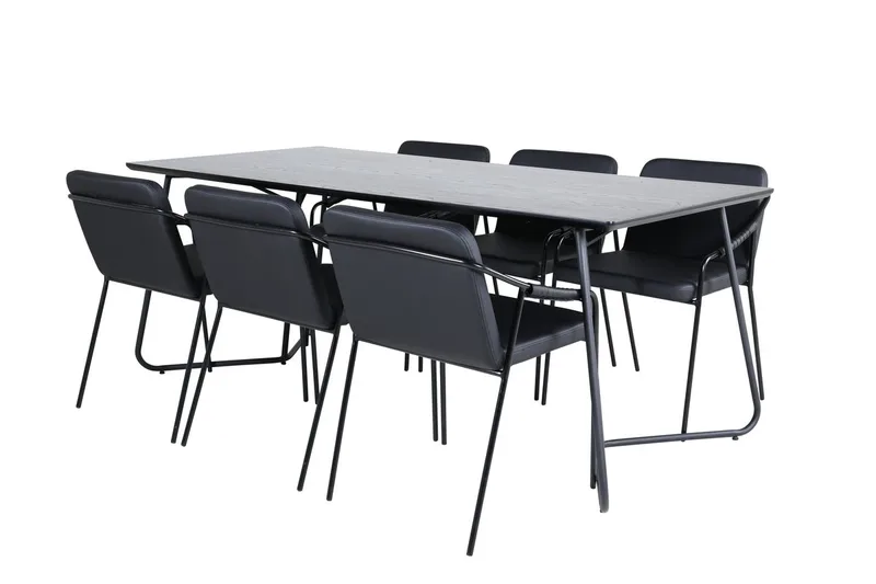 Rektangulär matgrupp Venture Home Svart Svart 6st