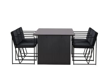 Rektangulär matgrupp Venture Home Svart Svart 6st - Møbler - Bord - Spisegrupper
