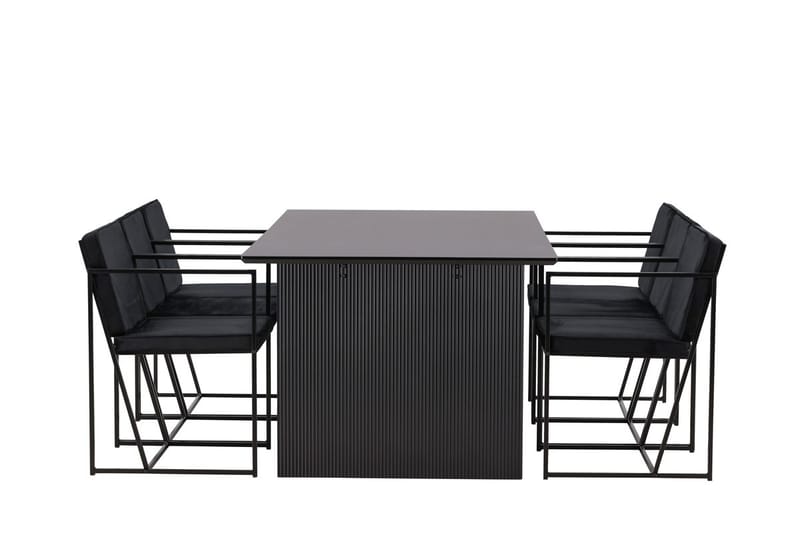 Rektangulär matgrupp Venture Home Svart Svart 6st - Møbler - Bord - Spisegrupper