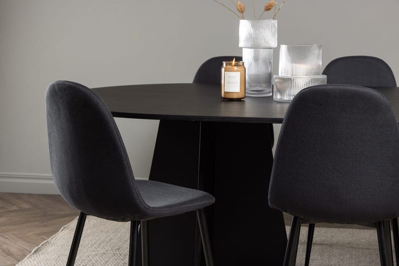 Rektangulär matgrupp Venture Home Svart Svart 6st - Møbler - Bord - Spisegrupper