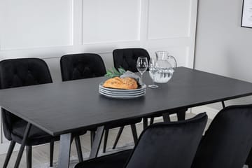 Rektangulär matgrupp Venture Home Svart Svart 6st - Møbler - Bord - Spisegrupper
