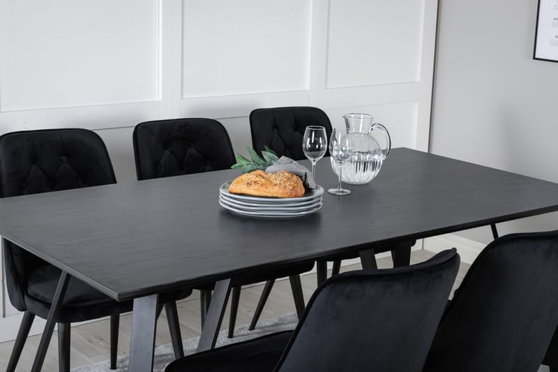 Rektangulär matgrupp Venture Home Svart Svart 6st - Møbler - Bord - Spisegrupper