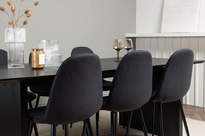 Rektangulär matgrupp Venture Home Svart Svart 6st - Møbler - Bord - Spisegrupper