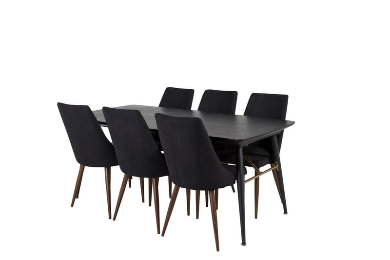 Rektangulär matgrupp Venture Home Svart Svart 6st - Møbler - Bord - Spisegrupper