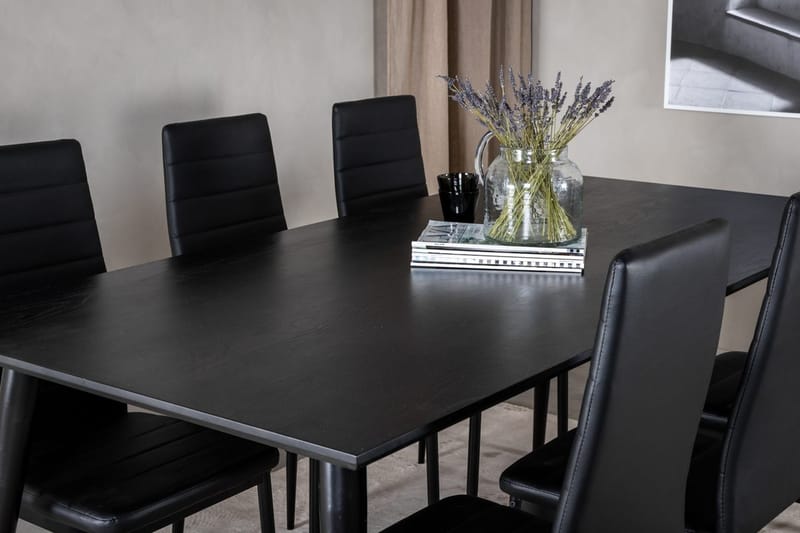 Rektangulär matgrupp Venture Home Svart Svart 6st - Møbler - Bord - Spisegrupper