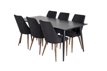 Rektangulär matgrupp Venture Home Svart Svart 6st - Møbler - Bord - Spisegrupper