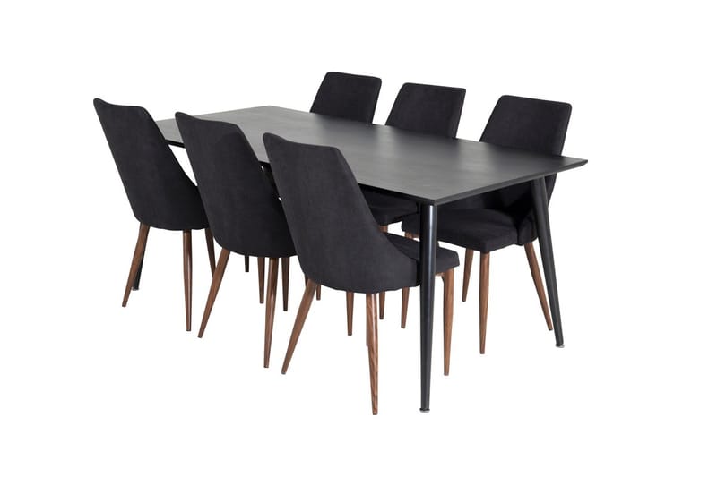 Rektangulär matgrupp Venture Home Svart Svart 6st - Møbler - Bord - Spisegrupper