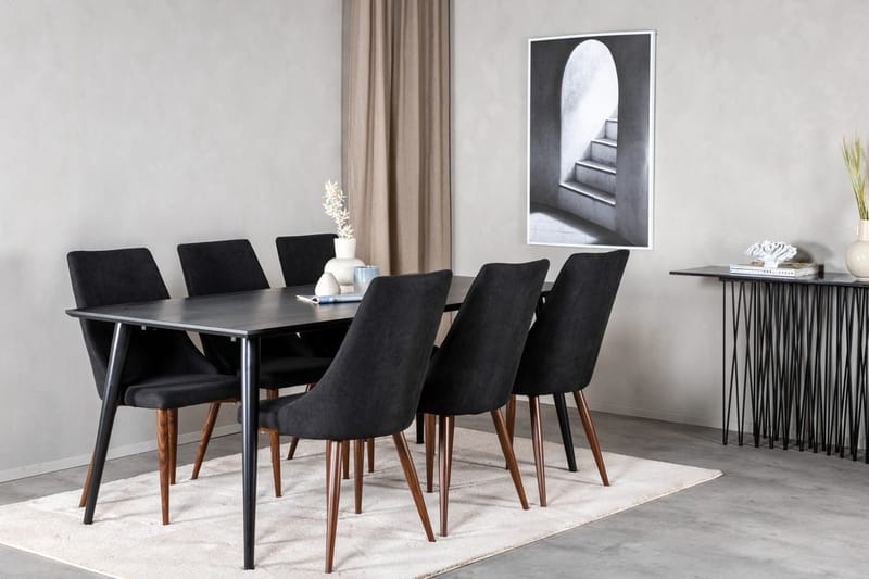 Rektangulär matgrupp Venture Home Svart Svart 6st